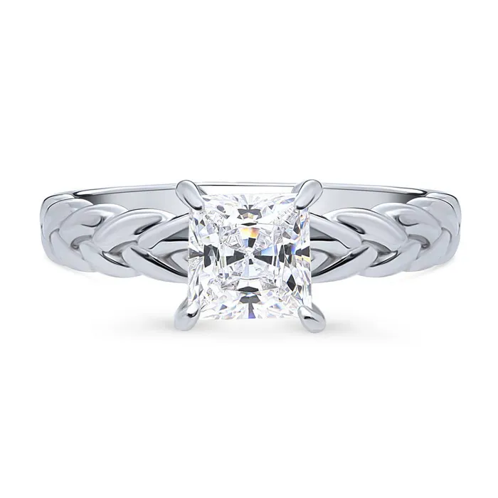 Rings BERRICLE Woven Solitaire 12ct CZ Ring in Sterling Silver