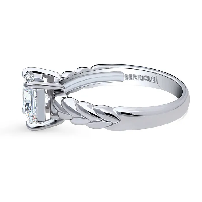 Rings BERRICLE Woven Solitaire 12ct CZ Ring in Sterling Silver