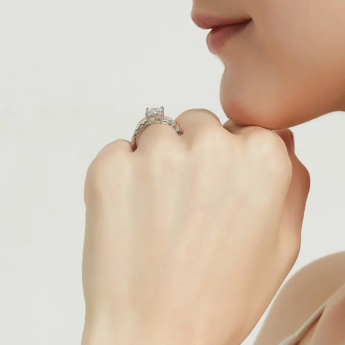 Rings BERRICLE Woven Solitaire 12ct CZ Ring in Sterling Silver