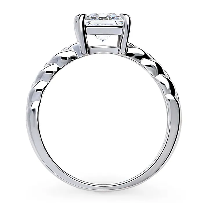 Rings BERRICLE Woven Solitaire 12ct CZ Ring in Sterling Silver