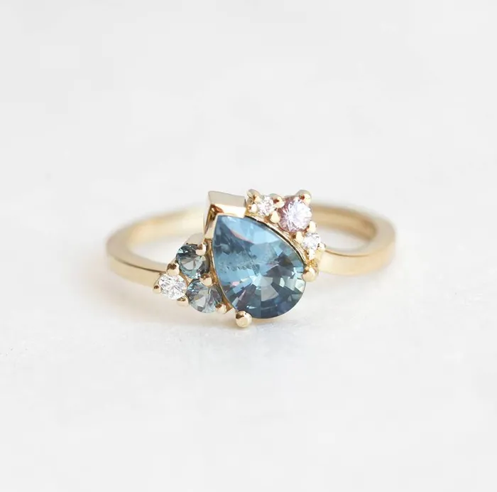 Rings Capucinne Bevan Pear Sapphire Cluster Ring