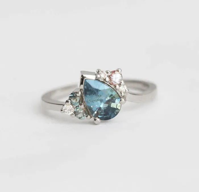 Rings Capucinne Bevan Pear Sapphire Cluster Ring
