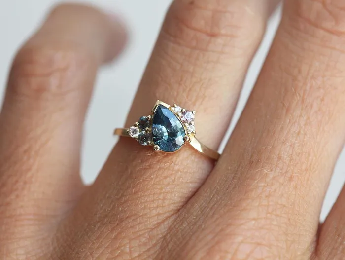 Rings Capucinne Bevan Pear Sapphire Cluster Ring