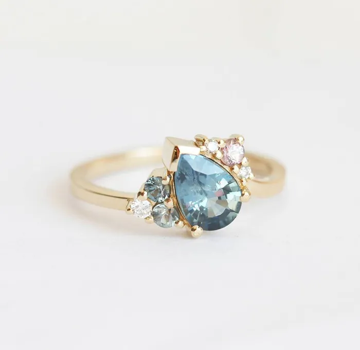 Rings Capucinne Bevan Pear Sapphire Cluster Ring