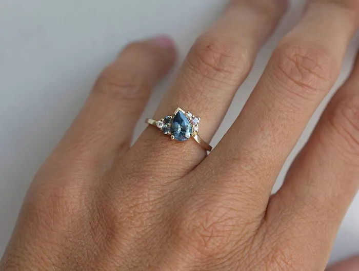 Rings Capucinne Bevan Pear Sapphire Cluster Ring