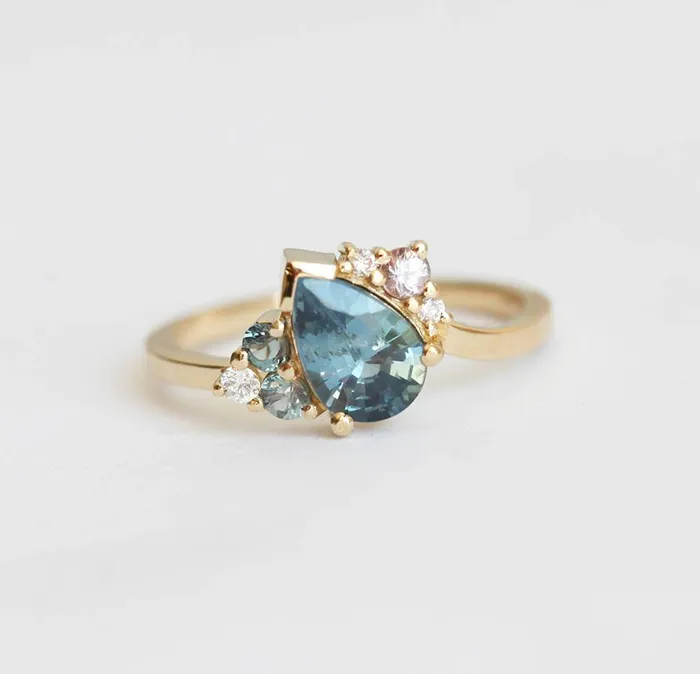 Rings Capucinne Bevan Pear Sapphire Cluster Ring