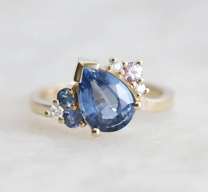Rings Capucinne Bevan Pear Sapphire Cluster Ring