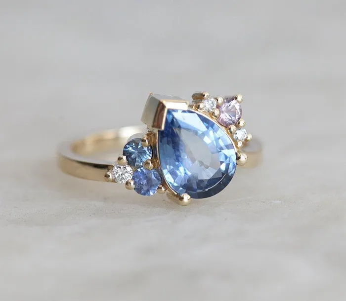 Rings Capucinne Bevan Pear Sapphire Cluster Ring
