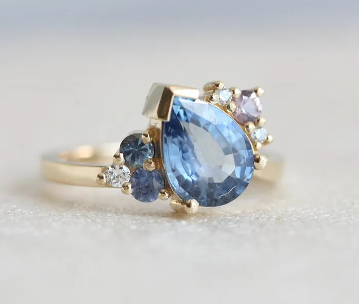 Rings Capucinne Bevan Pear Sapphire Cluster Ring