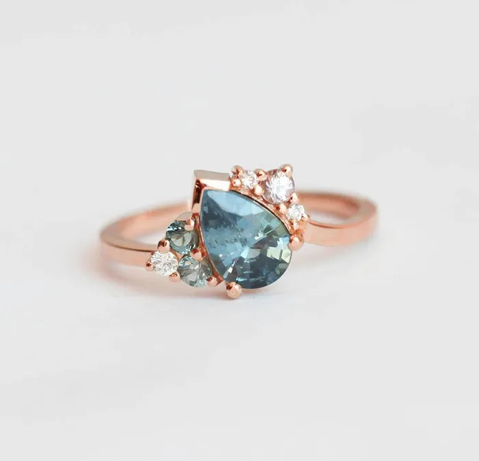 Rings Capucinne Bevan Pear Sapphire Cluster Ring