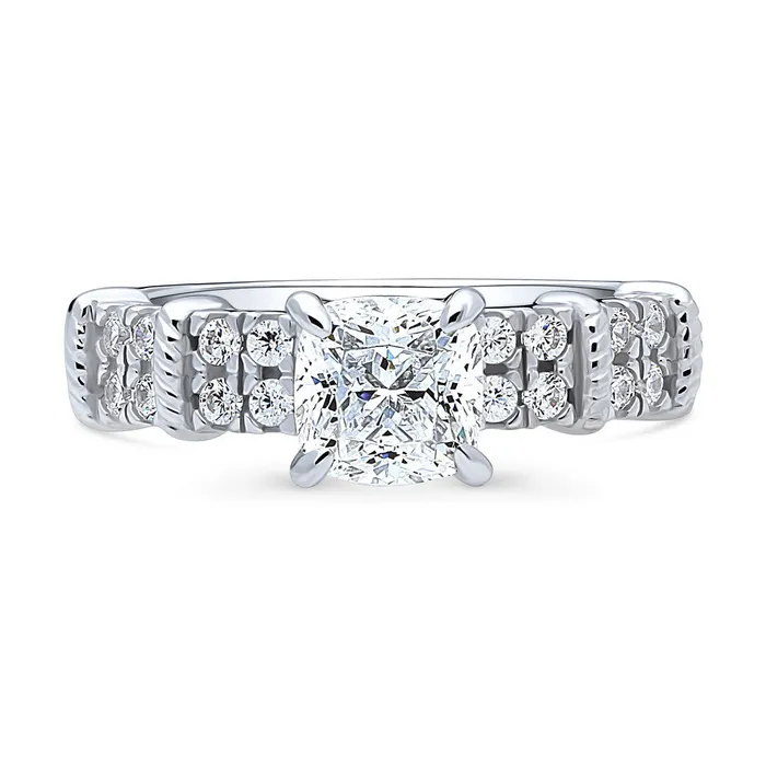 Rings Solitaire 125ct Cushion CZ Ring in Sterling Silver BERRICLE