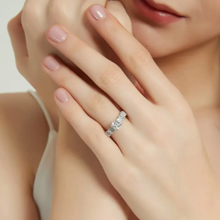 Rings Solitaire 125ct Cushion CZ Ring in Sterling Silver BERRICLE