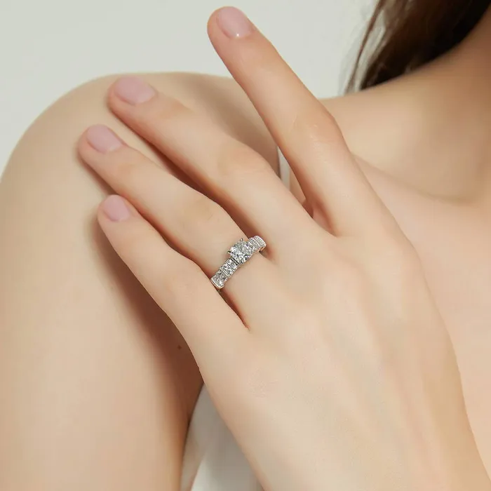 Rings Solitaire 125ct Cushion CZ Ring in Sterling Silver BERRICLE