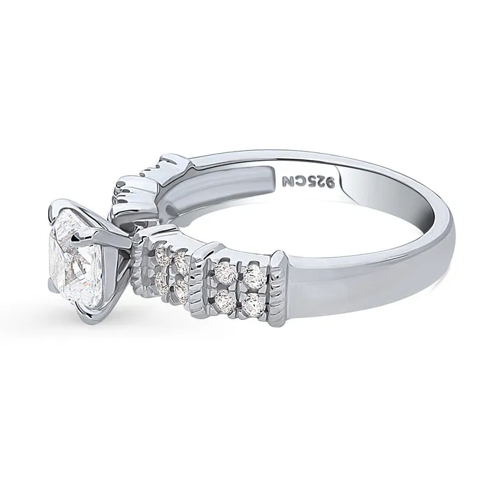 Rings Solitaire 125ct Cushion CZ Ring in Sterling Silver BERRICLE