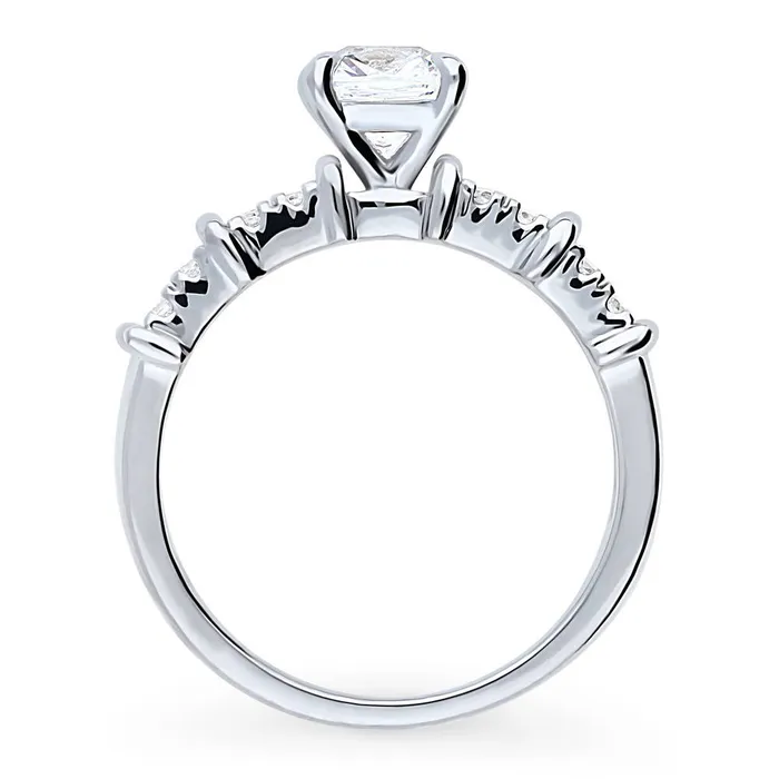 Rings Solitaire 125ct Cushion CZ Ring in Sterling Silver BERRICLE