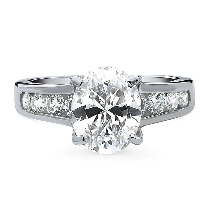 Rings Solitaire 25ct Oval CZ Ring in Sterling Silver BERRICLE