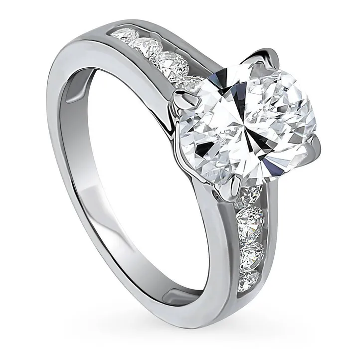 Rings Solitaire 25ct Oval CZ Ring in Sterling Silver BERRICLE