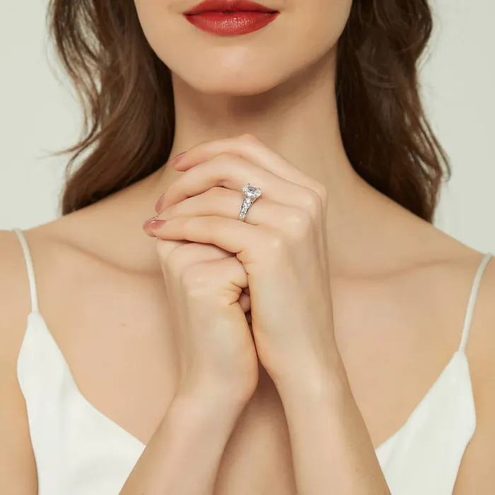 Rings Solitaire 25ct Oval CZ Ring in Sterling Silver BERRICLE