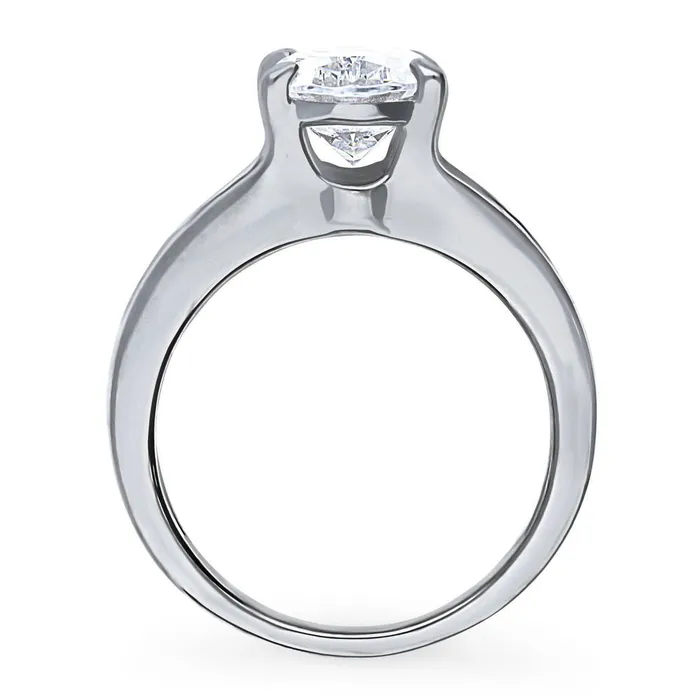 Rings Solitaire 25ct Oval CZ Ring in Sterling Silver BERRICLE