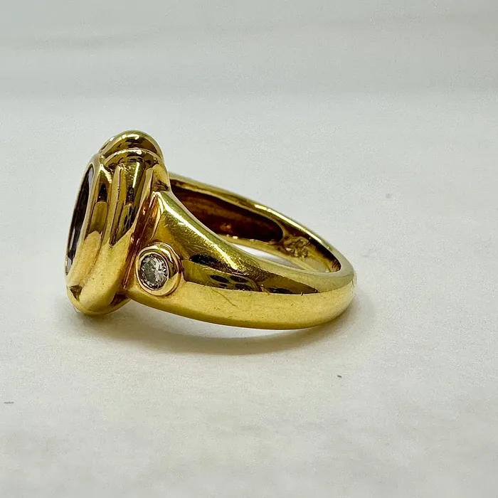 Rings Susan Berman Susan Berman Ring with Garnet Intaglio and 2 Diamonds