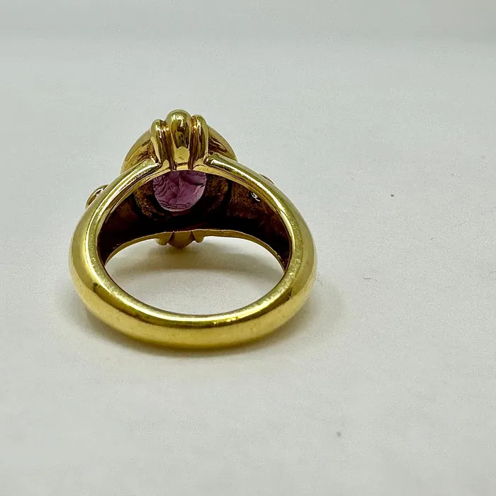 Rings Susan Berman Susan Berman Ring with Garnet Intaglio and 2 Diamonds