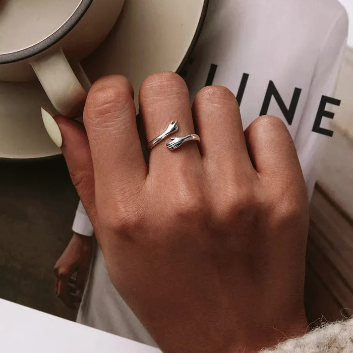 Rings wickedafstore 925 Sterling Silver Hug Ring