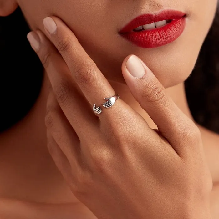 Rings wickedafstore 925 Sterling Silver Hug Ring