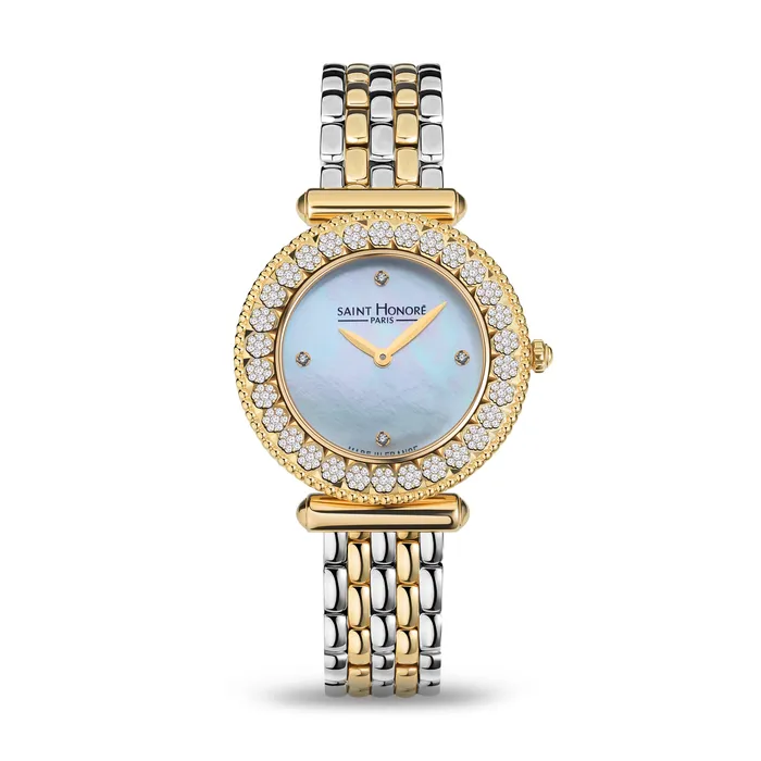 Saint Honore Watches Saint Honore Gala Ladies MOP Dial Silver Gold Plated Diamonds Watch Saint Honore Watches Saint Honore Gala Ladies MOP Dial Silver Gold Plated Diamonds Watch