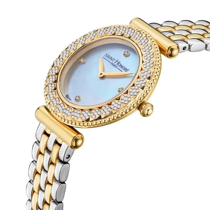 Saint Honore Watches Saint Honore Gala Ladies MOP Dial Silver Gold Plated Diamonds Watch