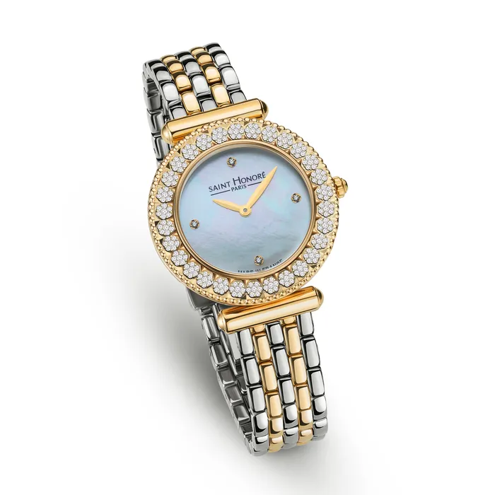 Saint Honore Watches Saint Honore Gala Ladies MOP Dial Silver Gold Plated Diamonds Watch