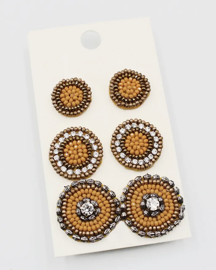 Seed Bead 3PC Earring Set CHECK20241 Earrings Seed Bead 3PC Earring Set CHECK20241 Earrings