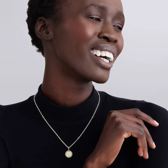 Signature Caviar V Initial Diamond Charm Necklace LAGOS Necklaces Signature Caviar V Initial Diamond Charm Necklace LAGOS Necklaces