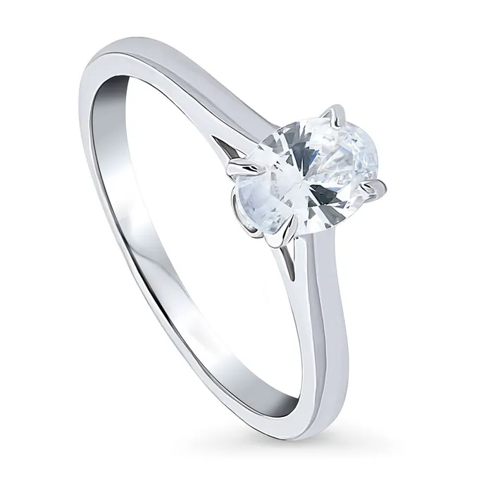Solitaire 07ct Oval CZ Ring in Sterling Silver BERRICLE Rings