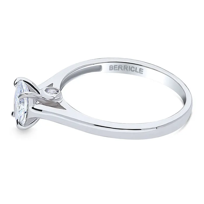 Solitaire 07ct Oval CZ Ring in Sterling Silver BERRICLE Rings