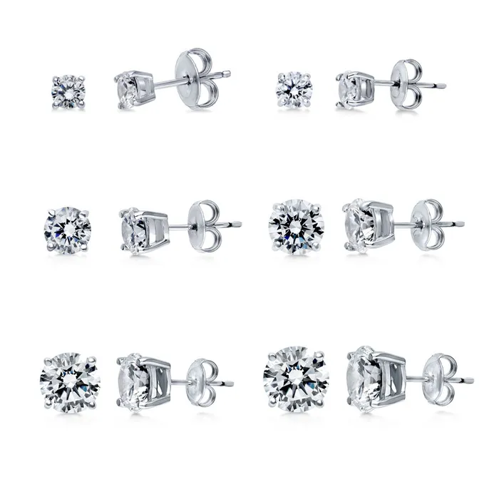 Solitaire CZ Stud Earrings in Sterling Silver BERRICLE Earrings