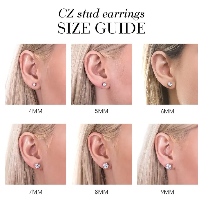Solitaire CZ Stud Earrings in Sterling Silver BERRICLE Earrings