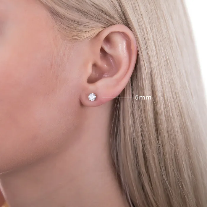 Solitaire CZ Stud Earrings in Sterling Silver BERRICLE Earrings