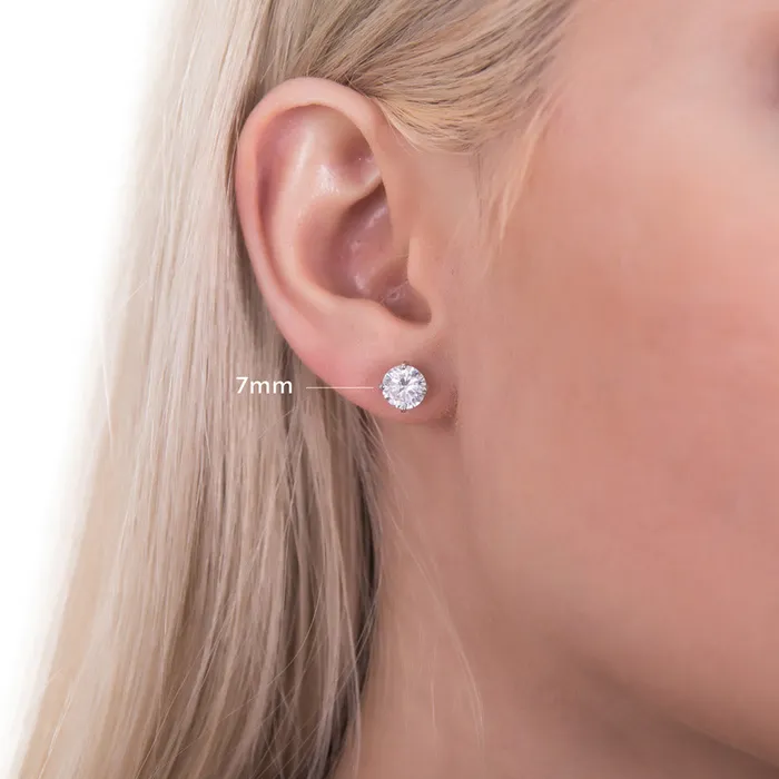 Solitaire CZ Stud Earrings in Sterling Silver BERRICLE Earrings