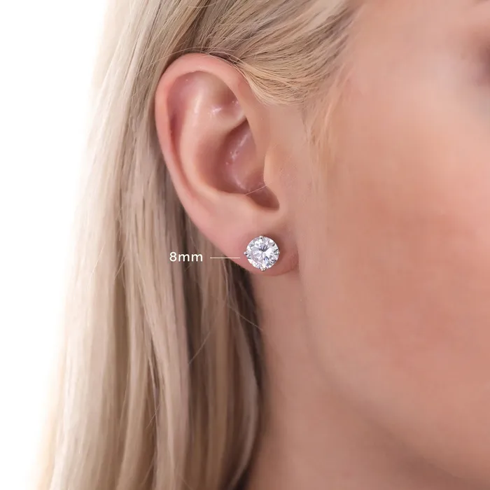 Solitaire CZ Stud Earrings in Sterling Silver BERRICLE Earrings