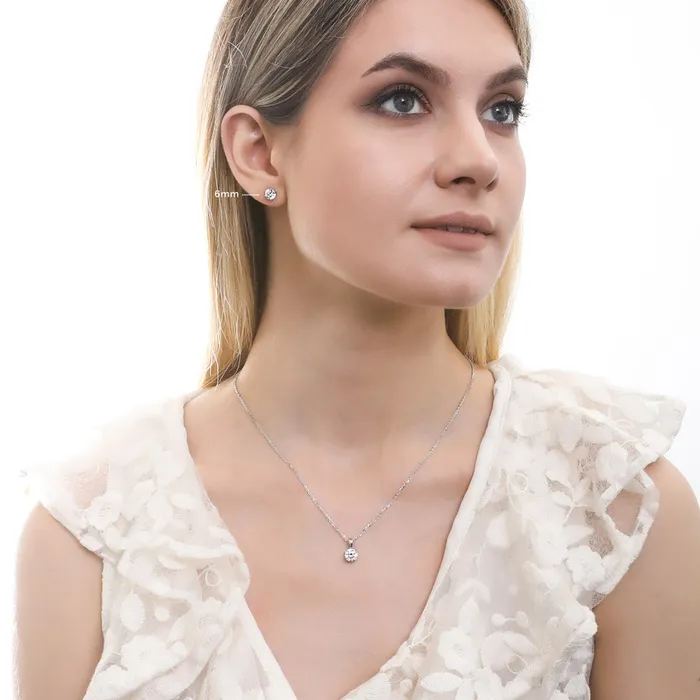 Solitaire CZ Stud Earrings in Sterling Silver BERRICLE Earrings