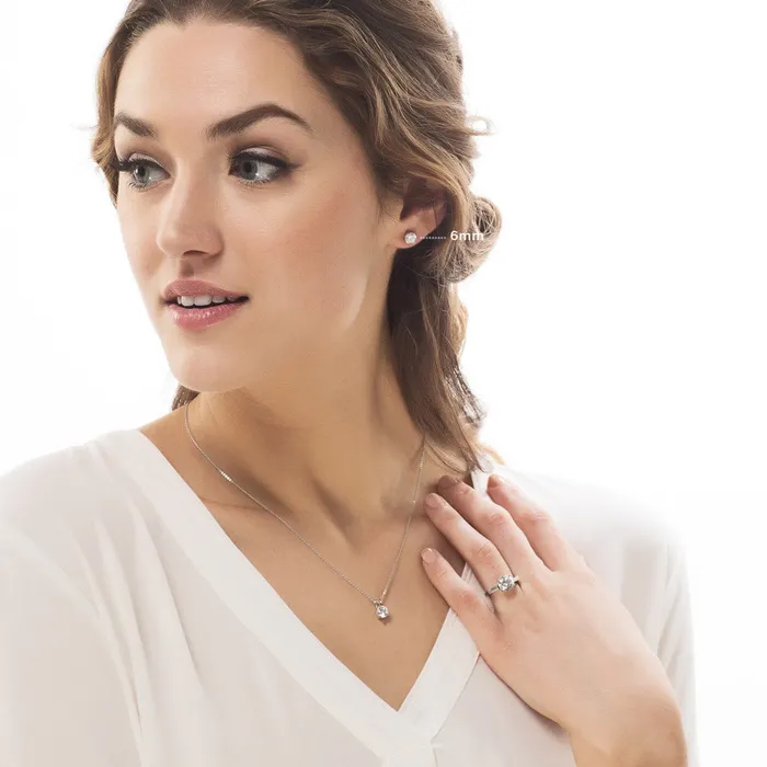 Solitaire CZ Stud Earrings in Sterling Silver BERRICLE Earrings
