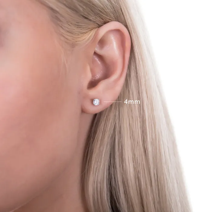 Solitaire CZ Stud Earrings in Sterling Silver BERRICLE Earrings