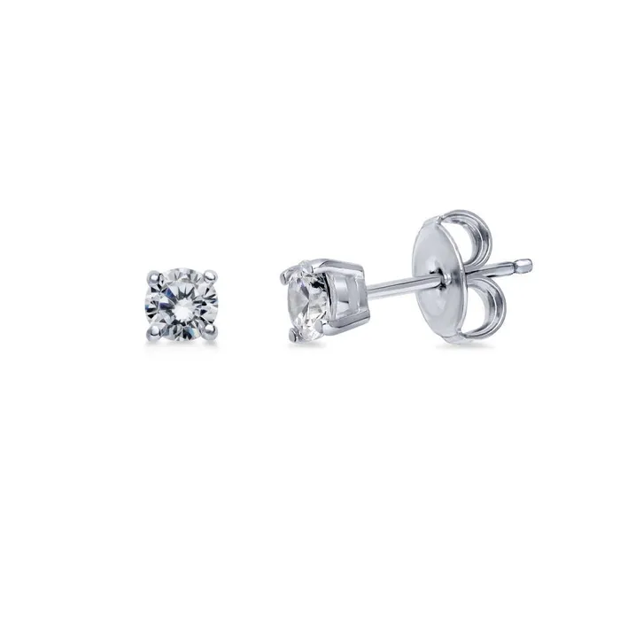 Solitaire CZ Stud Earrings in Sterling Silver BERRICLE Earrings