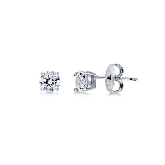 Solitaire CZ Stud Earrings in Sterling Silver BERRICLE Earrings