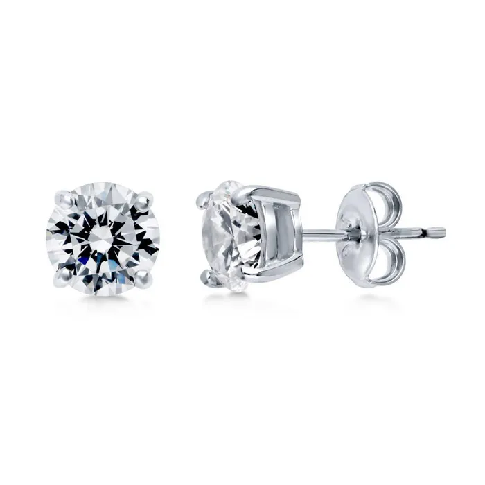 Solitaire CZ Stud Earrings in Sterling Silver BERRICLE Earrings