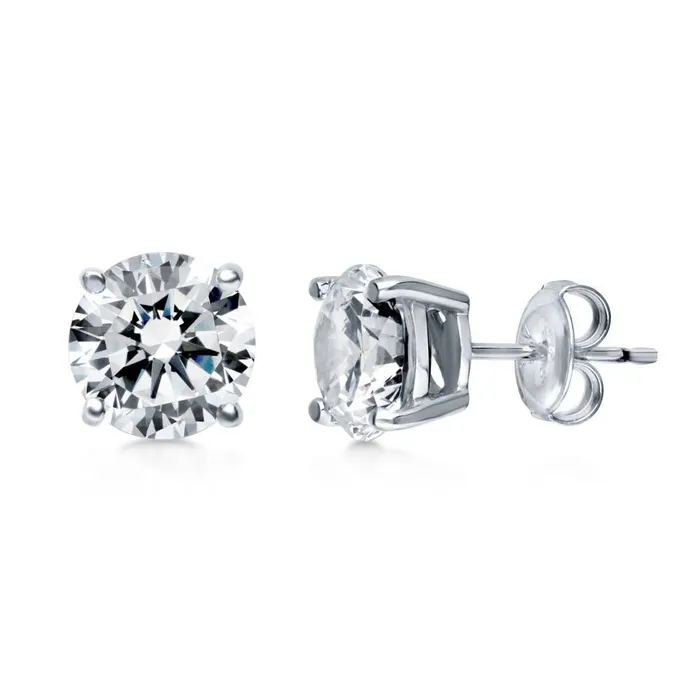 Solitaire CZ Stud Earrings in Sterling Silver BERRICLE Earrings