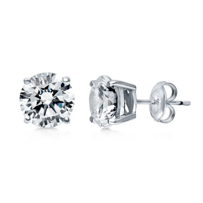 Solitaire CZ Stud Earrings in Sterling Silver BERRICLE Earrings