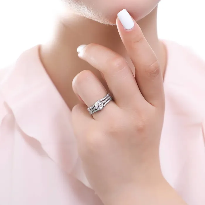 Solitaire Wishbone 1ct CZ Ring Set in Sterling Silver BERRICLE Rings