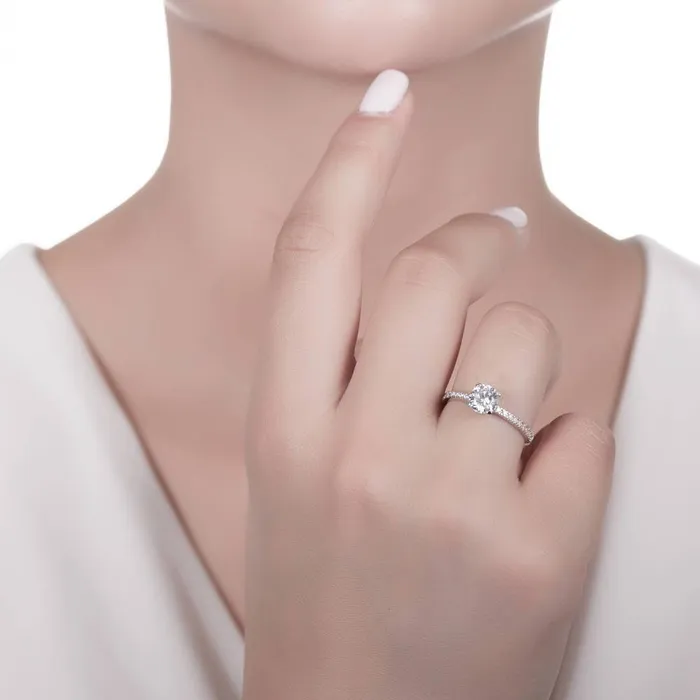 Solitaire Wishbone 1ct CZ Ring Set in Sterling Silver BERRICLE Rings