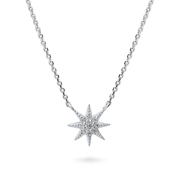 Starburst CZ Necklace in Sterling Silver BERRICLE Necklaces